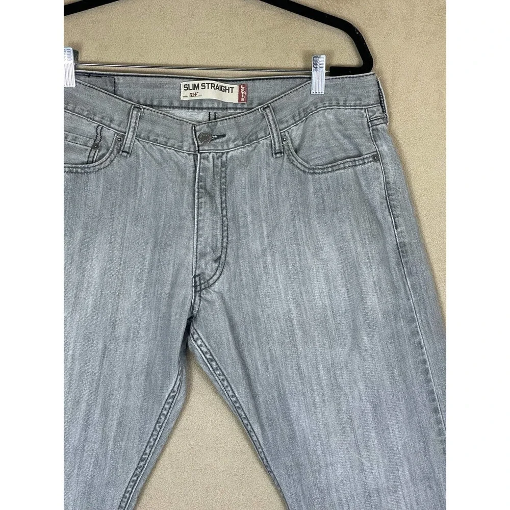 Levi's 514 Slim Straight Jeans Mens 36x30 Mid Rise‎ Straight Leg Gray Denim